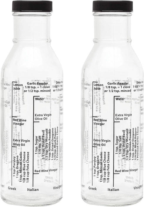Kolder Salad Dressing Mixer Bottle with 8 Classic Light Recipes, Set of 2