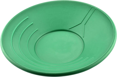 SE 14 Inch Gold Panning Pan, Single Green with Three Riffles for Prospecting