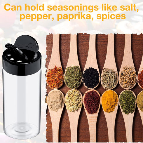 40 Pack 3.5 oz Mimorou Plastic Spice Jar with Shaker Lids Seasoning Containers Plastic Spice Container with Black Lids