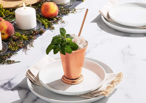 Sol Living Mint Julep Cups Set of 4, 12 oz Stainless Steel Lining Copper Cups for Cocktails and Mixed Drinks Barware Set