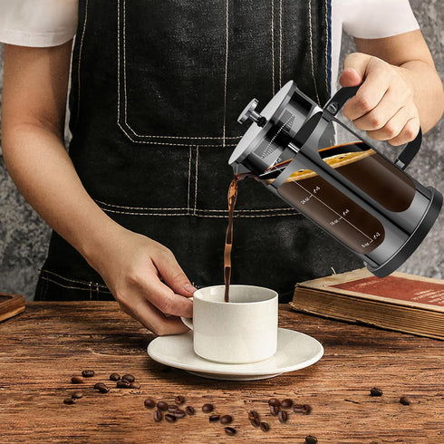 French Press Coffee Maker (34oz, 1 Quart, 5-6 Cup) with 4 Filters, Heat Resistant Borosilicate Glass, Cold Brew Gifts