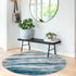KOZYFLY 3Ft Abstract Round Washable Rug, Teal Blue Striped Non-Slip Soft Circle Rug for Kitchen, Bathroom, Bedroom