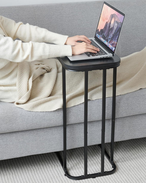 27 Inches KJGKK C Shaped End Table, High Small Side Table for Sofa and Bed, Couch Table That Slides Under, Tall Tv Tray