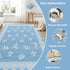 5x7 ORTIGIA Scalloped Area Rug for Living Room, Blue Washable Low Pile Non Slip Rug with Bow Large Carpet for Kid