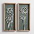 3D Floral Green Wall Art (Set of 2) Lightweight, Wooden Ready-to-Hang Boho