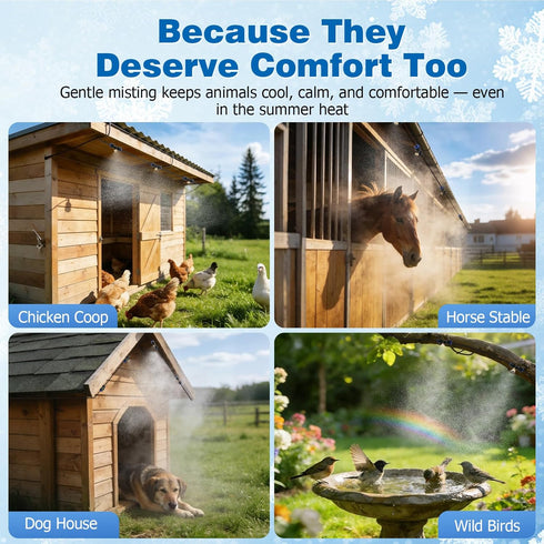 Mellbree 45FT/14M, 12 Nozzles 3/4" Misters for Outside Patio Pre-Assembled Misting Cooling System with Brass & Adapter