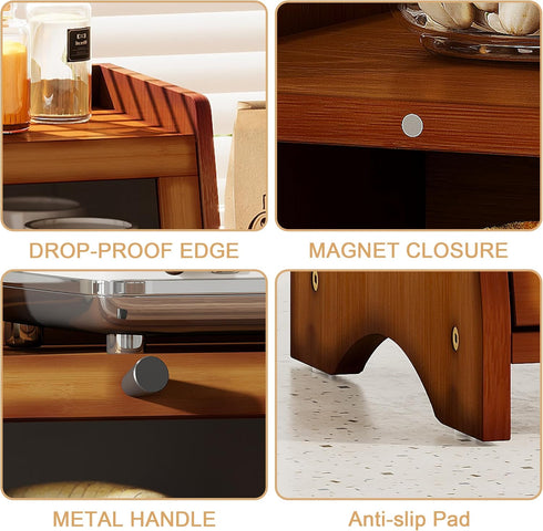 Countertop, Counter BAMBANG Bread Box for Kitchen Extra Large Bamboo Bread Storage Container for Homemade Bread, Double
