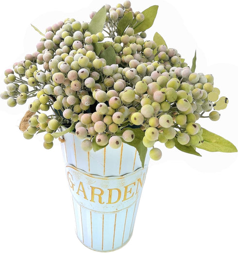 M2cbridge Pack 6 of Green Artificial Berry Stems Christmas Picks Wreath Ornament(Frost Green)