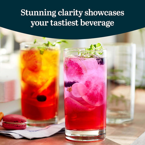 Libbey Heavy Base Drinking Glasses Set of 8, 15.5 Oz, Elegant Clear Water Glasses, Dishwasher Safe