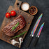 Rainbow Titanium Knife Set, Sharp Stainless Steel Knives with Acrylic Block, 6 Steak Knives, Chef Quality