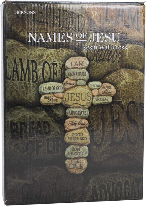 Dicksons Names of Jesus Christ Pebble, 10 Inch Resin Decorative Hanging Wall Cross