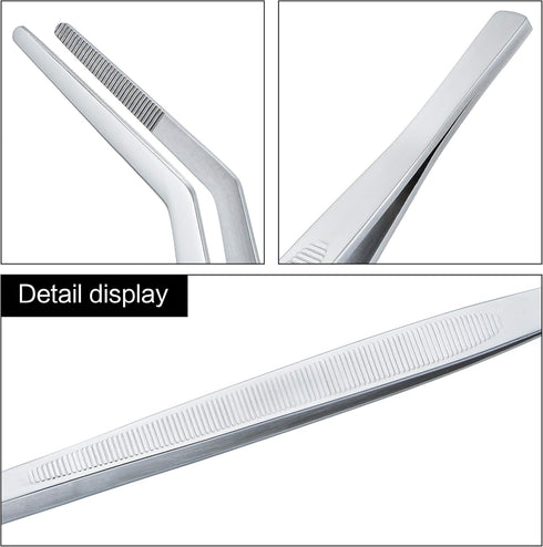 MSY BIGSUNNY Professional Chef Kitchen Cooking Precision Tweezers, Culinary Curved Tip Tongs for Baking