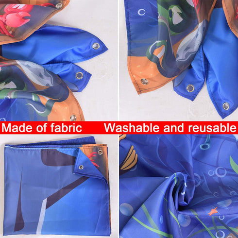 Shark Party Decorations, Giant Fabric Sharks Photo Booth Background, Funny Sharks Theme Party Supplies for Kids