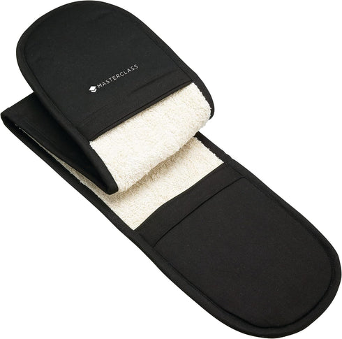 MasterClass Double Oven Gloves, Heavy Duty Cotton, Black, One Size Fits All