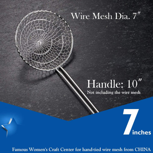 Hicook Stainless Steel Kitchen Spider Strainer Skimmer Ladle for Pasta, 7 inches