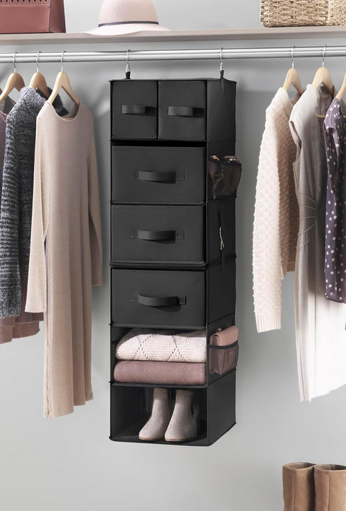 Whitmor Multi-Functional Hanging Organizer with Drawer Inserts- 5 Section - Closet Organizer