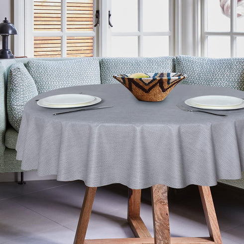 sancua 100% Waterproof Round PVC Tablecloth - 60 Inch Oil Proof Vinyl Table Cover for Dining Tables