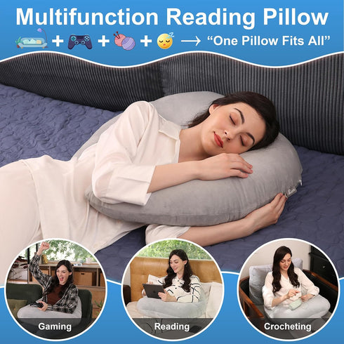 AmyWtb Ergonomic U-Shape Gaming & Lap Pillow - Crochet Pillow & Reading Support Pillow with Arm Relief, Comfort