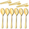LIANYU 3 Large Gold Serving Spoons, 3 Gold Slotted Serving Spoons, 3 Gold Serving Tongs - 9.8 Inch Stainless Steel