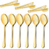 LIANYU 3 Large Gold Serving Spoons, 3 Gold Slotted Serving Spoons, 3 Gold Serving Tongs - 9.8 Inch Stainless Steel
