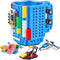 Build on Brick Coffee Mugs, Creative DIY Kids Party Cups with Building Blocks, Fun Gifts for Kids and Adults, Blue