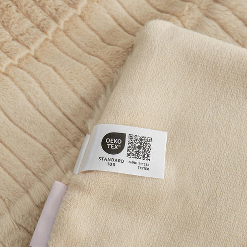 Amlie Cozy 60"x80", Home Luxury Striped Faux Fur Throw Blanket for Couch, Soft Fuzzy Fluffy Soft Plush Blankets Sofa