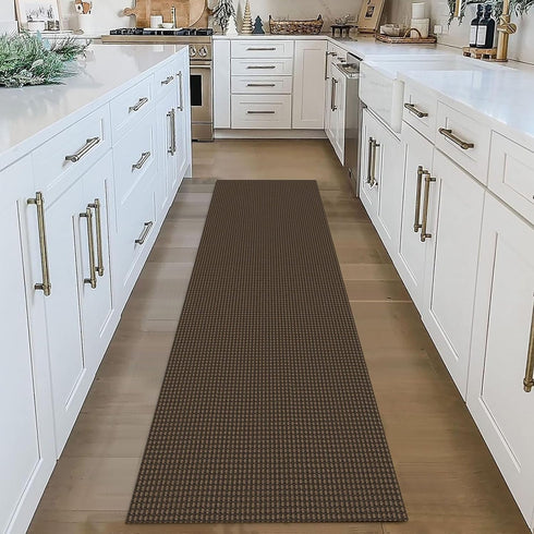 IOHOUZE Washable Runner Rug 2'x7', Rubber Backing for Hallways, Indoor Kitchen Rugs, Woven Cotton Floor Carpet (Brown)
