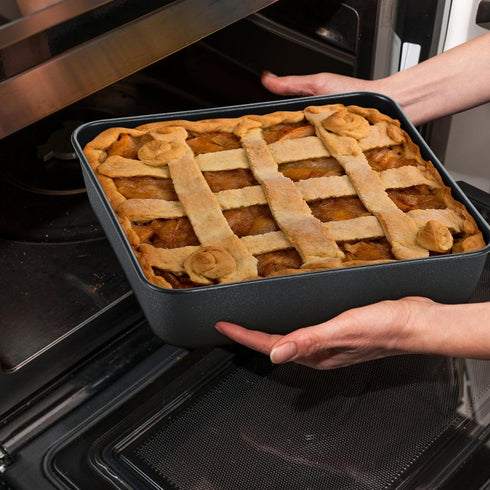 E-far 8x8 Inch Square Baking Pan with Lid Set, Nonstick Square Cake Pans for Oven Cooking, 4 Pieces