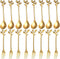 16 Pcs Stainless Steel Gold Leaf Coffee Spoon, Appetizer Fork - 4.7" Creative Tableware Dessert Spoons, Stirring,