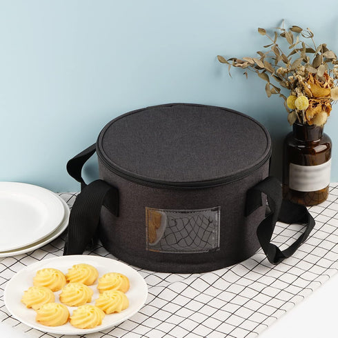 China Storage Container for Saucer and Appetizer Plates, 12" W x 7.5" H, Hard Shell and Stackable Design