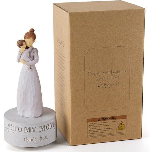 Mommy AIDLNS Music Box Gift for Mom Figurine, Mum and Baby Sculpted State Hand-Painted Collectible Musical Mother Day