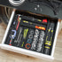 Utensil Organizer, Bamboo Expandable Cutlery Tray with Dividers for Office Storage, Makeup Desk Drawer