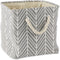 DII Large Round Herringbone Storage Bin with Handles, Small Square, Gray Polyester
