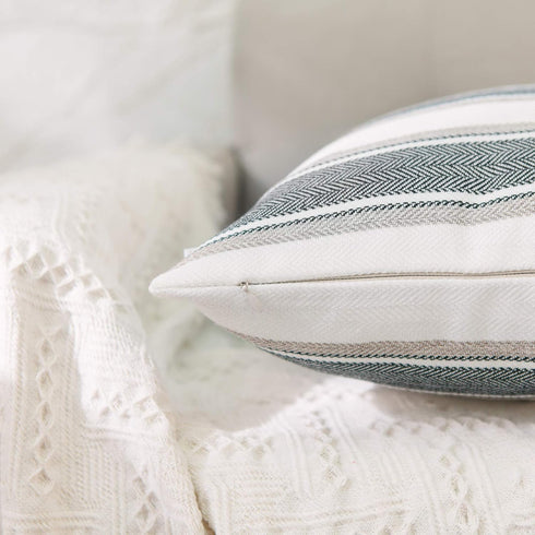 2 Pack Multicolor Stripe Euro Pillow Case, Soft Linen Square Decorative Throw Cushion Cover, 26" x 26"