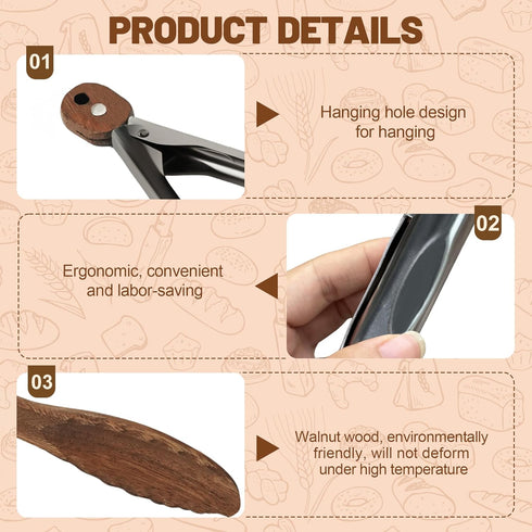 YaHees (9 inch) Wooden Tongs for Cooking, Multi-Purpose for Tossing Salads, Grilling, Flipping Food & Serving Bread