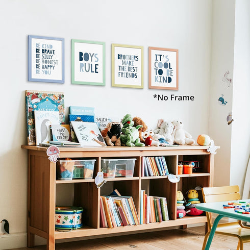 4pcs 8x10 Inches Brothers Make The Best Friends Boys Rules Affirmations Poster Prints for Home Boys Room Playroom