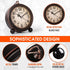RODH Battery Alarm Clock,Night Light,Vintage Hangable Super Silent Non Ticking Analog Table Clock for Bedroom Bedside