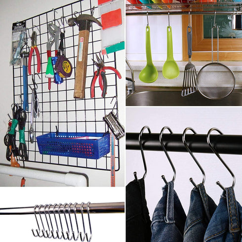 10 Pack Extra Large 4.7 Inches S Shape Heavy-Duty Metal Hooks for Kitchenware, Bathroom Utensils, Plants, Gardening