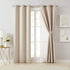 90% 84 inch Grommet 37" Wx84 Lx2 Bujasso Beige Blackout Curtains with Sheer Overlay Mix and Match Double Layer Thermal