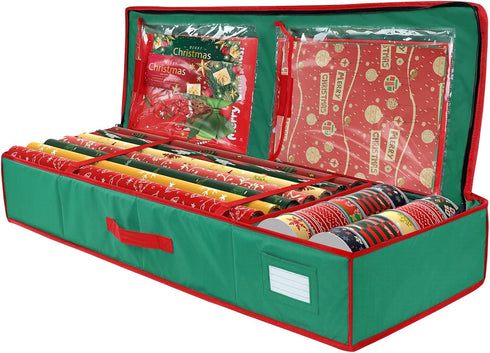 Christmas Wrapping Paper Organizer Storage Bag, Fits Up to 27 Rolls of 41", Green