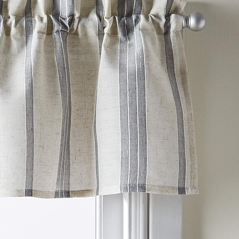 CHF McKenzie Striped Window Kitchen Curtain Valance, Rod Pocket, 58W x 14L inch, Grey