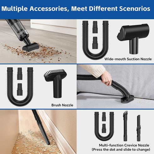 Handheld Car Vacuum Cleaner Cordless, 9500PA Powerful Suction, Lightweight Wireless Mini Vacuum with LED Light for