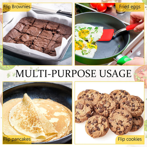 Silicone Cookie Spatula Turner 2 Pack, Mini Brownie Spatula, Flexible Kitchen Small Silicone for Nonstick Cookware,