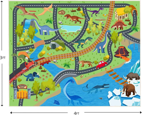 3x4 Kids Rugs for Playroom - Soft & Non-Slip Feet Dinosaur Play Mat,Childrens Dinosaurs Carpet Washable Rug
