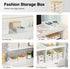 Plastic Storage Baskets with Bamboo Lid, Stackable Storage Containers for Organizing Shelves, Drawers, Desktop (6 Pack)