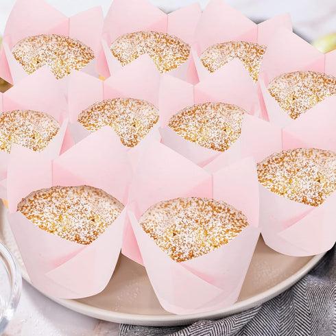 Jutom 200 Pack Tulip Cupcake Liners, Greaseproof Muffin Liners for Weddings, Birthday Cake Balls, Muffins
