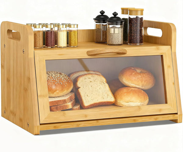 BAMBANG Extra Large Bread Box, Bread Box for Homemade Bread, Bamboo Wooden