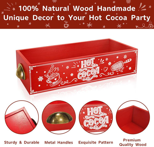 2 QIKSION Pcs Hot Cocoa Bar Station, Wood Hot Chocolate Bar Organizer Accessories, Chocolate Bar Containers