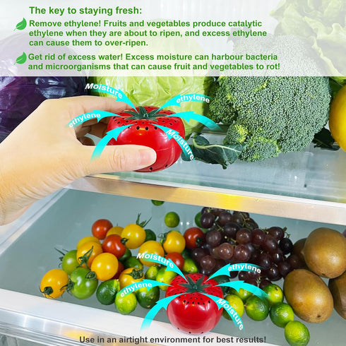 Produce Freshness Preserver Saver, Ethylene Gas and Odor Absorber for Refrigerator (12 Refill Sachets)