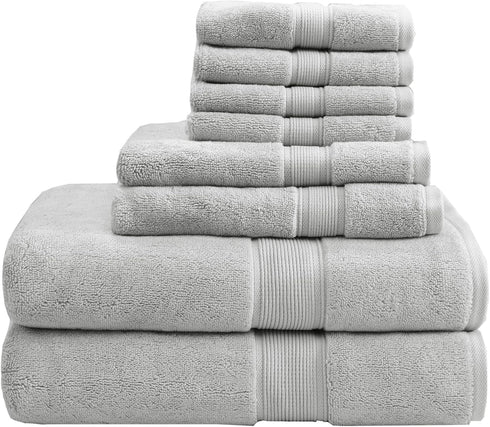 Madison Park 800GSM Bathroom Towel Set of 8 100% Cotton Bath Towel